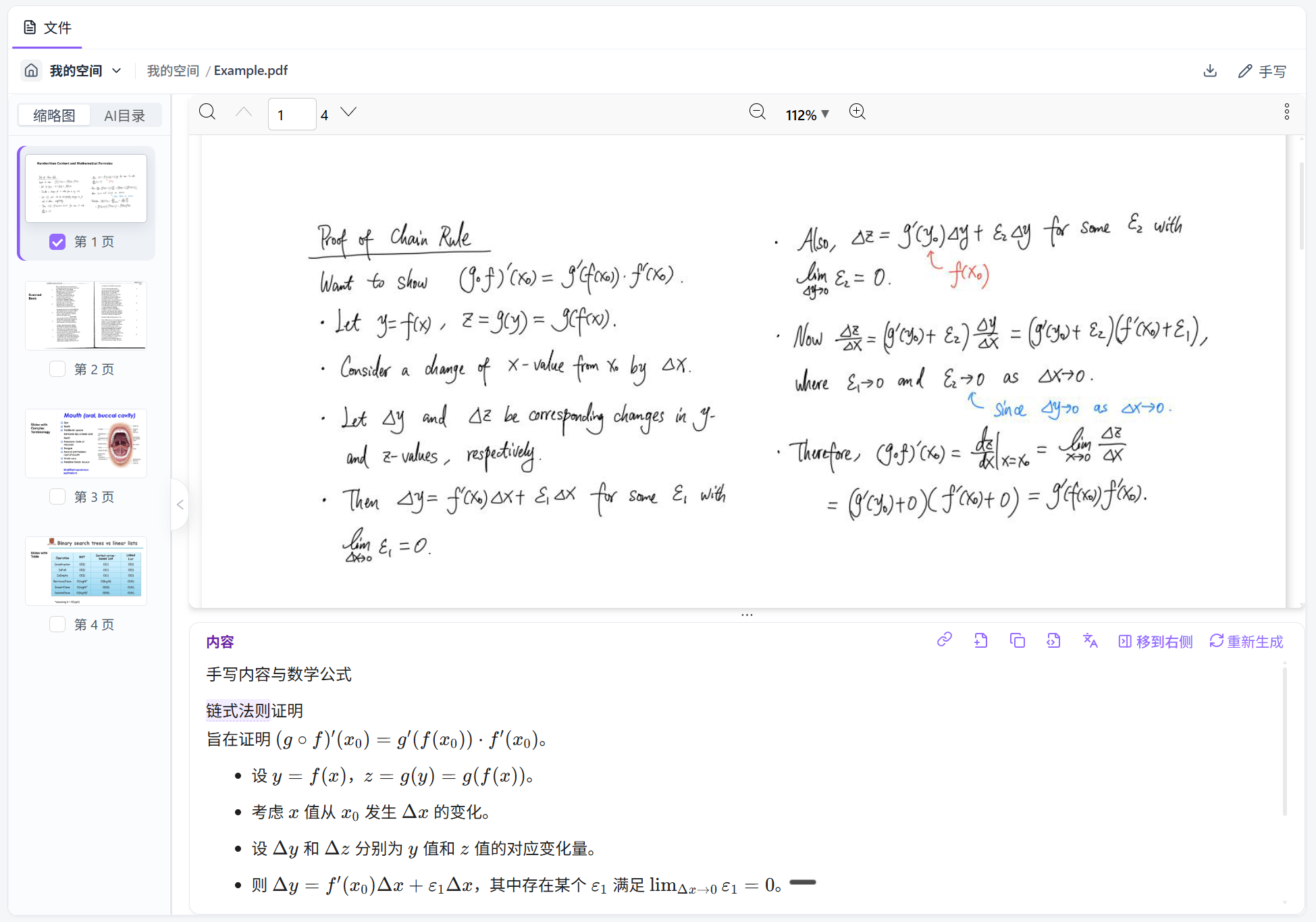 PDF 页面与下方内容区